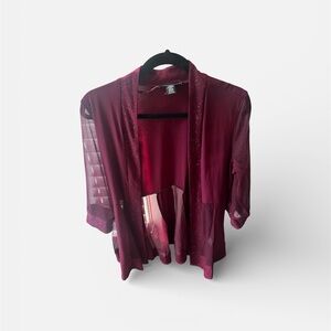 Burgundy Sheer Cardigan